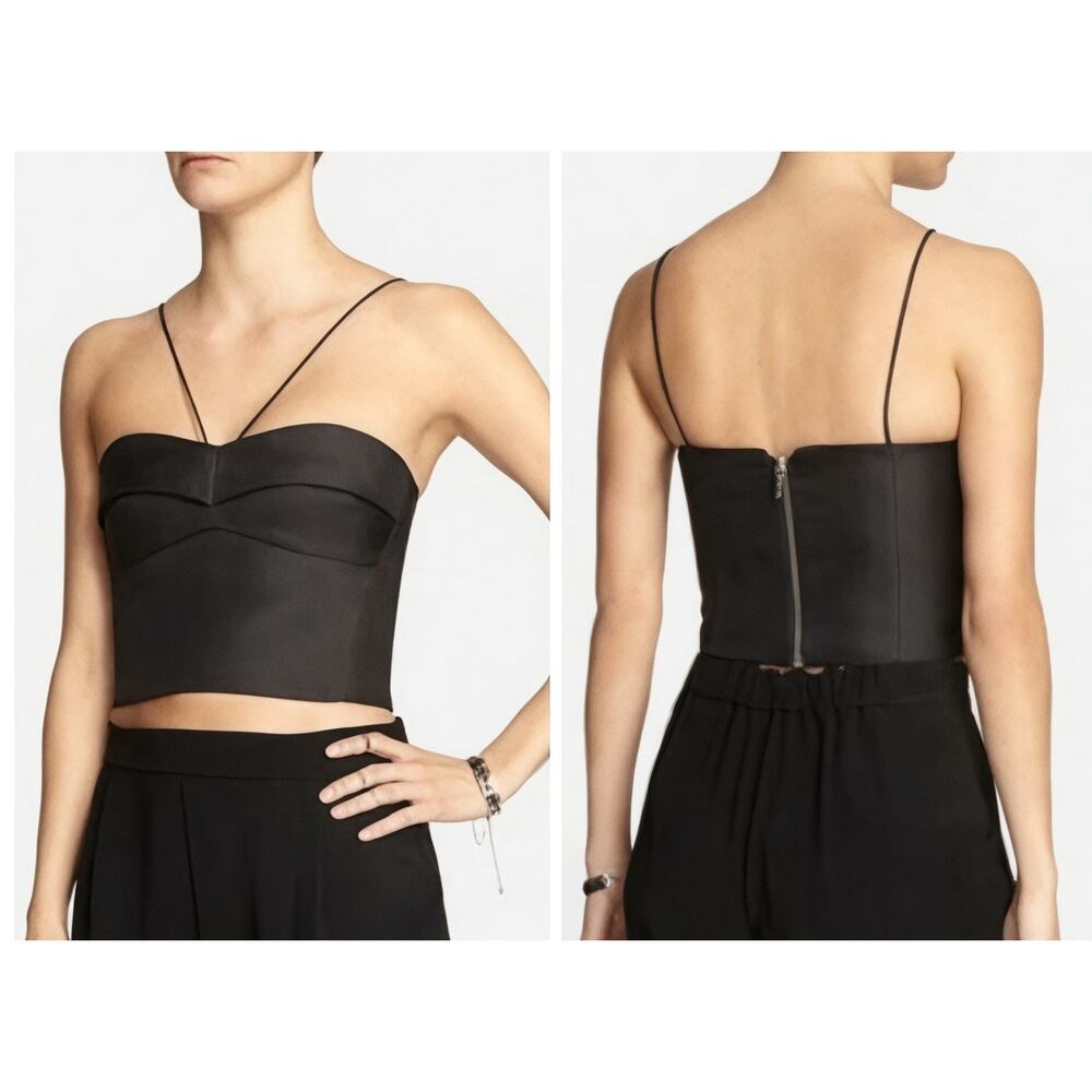 NICHOLAS Size US 6 Size Italy 42 Bonded Silk Black Sweetheart Bustier Crop Top